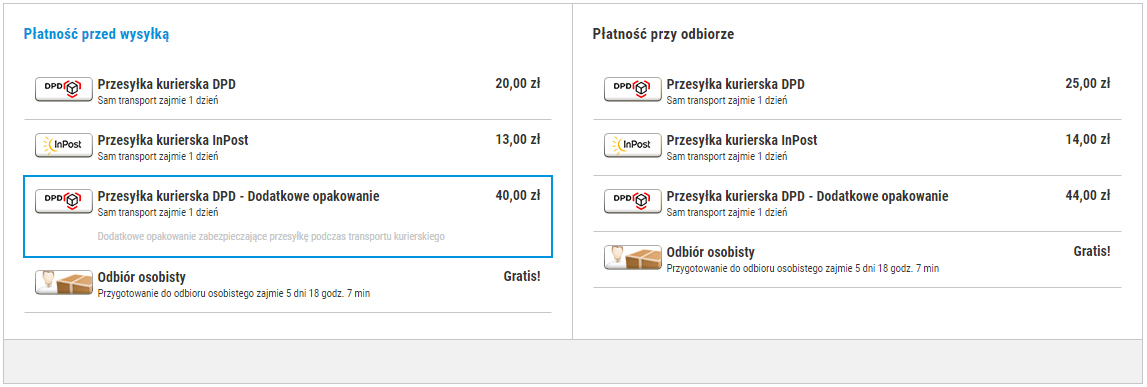 dodatkowe opakowanie przesyłki