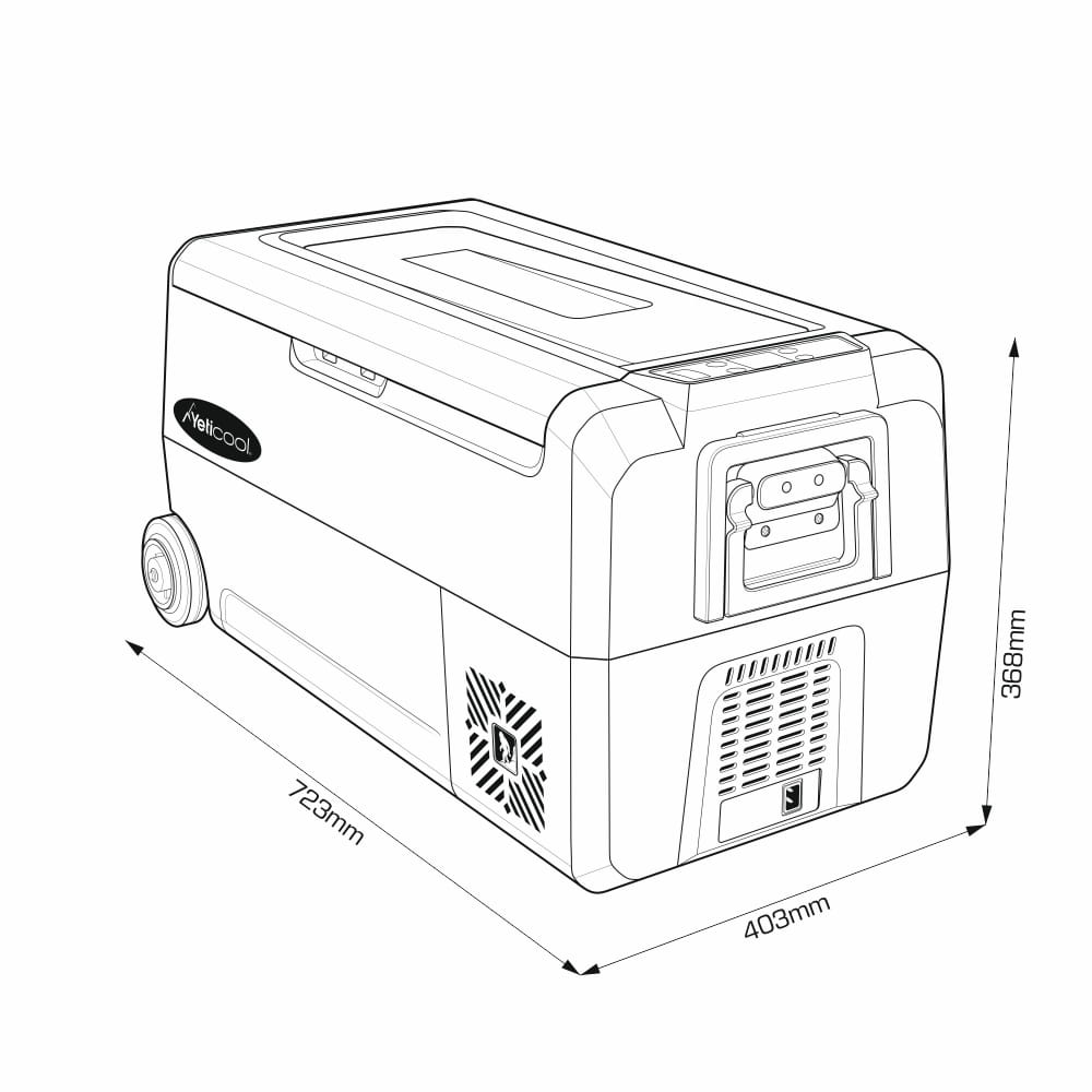 Lodówka kompresorowa Yeticool TX36 GREY DualZone - wymiary