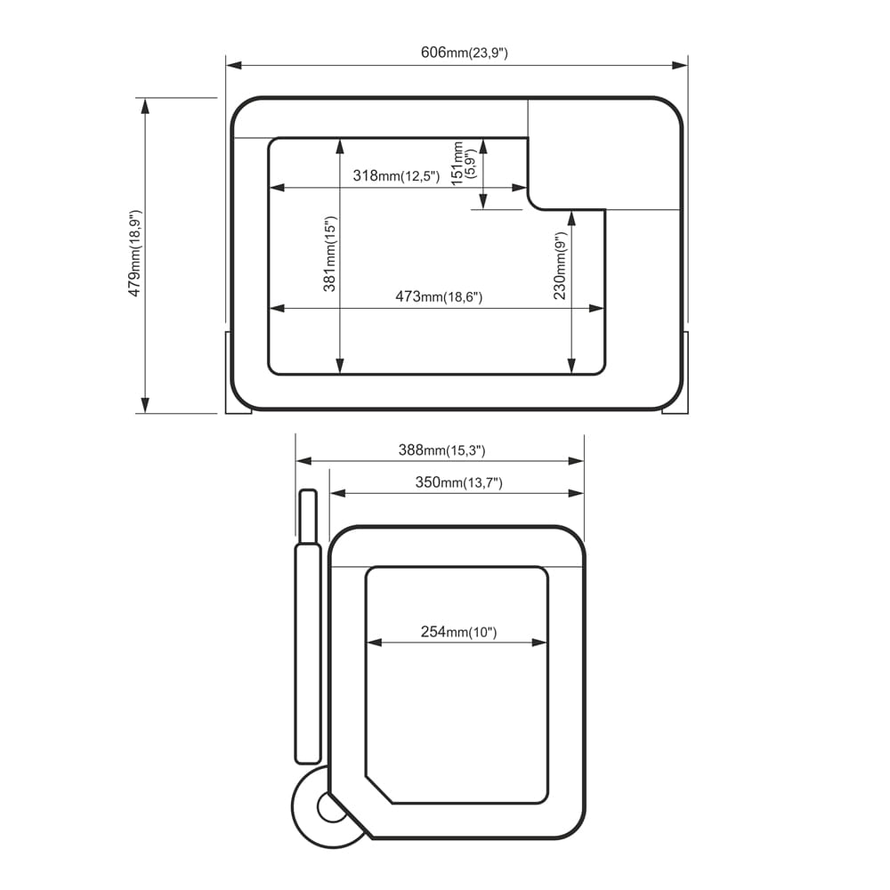 Lodówka kompresorowa Yolco BCX40 GREY - wymiary