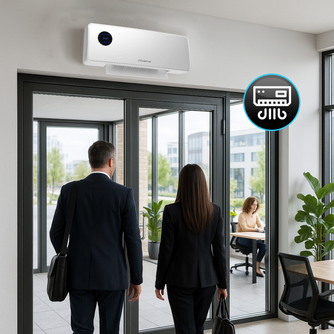 Grzejnik elektryczny SwingAir kurtyna powietrzna 2000W PTC mocna farelka - Kurtyna powietrzna z funkcją SWING – równomierne rozprowadzanie ciepła po pokoju.