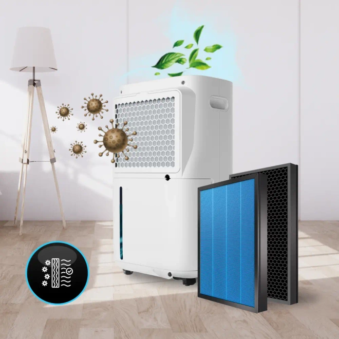 Stylowy osuszacz powietrza WiFi Silent ION UV w minimalistycznym pokoju