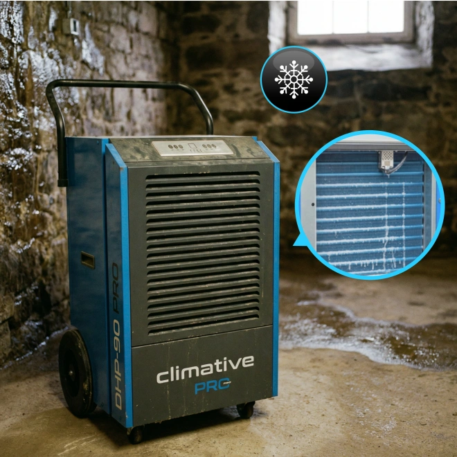 Osuszacz powietrza budowlany Climative DHP-90 PRO - proces odszraniania