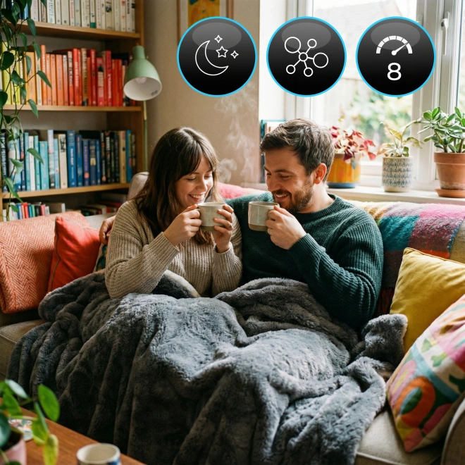 Koc elektryczny 220W Duży Gruby XXL 180x160 SoftyHeat mata grzewcza LCD - 3 tryby pracy – sen, higiena i pełna kontrola temperatury