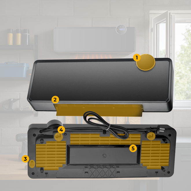 Grzejnik elektryczny WiFi 2000W farelka szklana kurtyna powietrzna GlassAir - Cichy termowentylator do salonu, sypialni, biura i lokali usługowych.