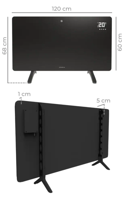 Szklany promiennik na podczerwień panelowy PrimeHeat 720W WiFi Tuya pilot - Cichy, energooszczędny grzejnik z technologią dalekiej podczerwieni.