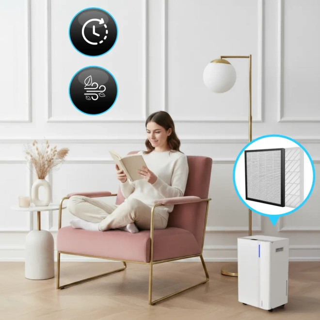 Osuszacz Powietrza Climative DH-20 Cube ION Pochłaniacz Wilgoci 20L WIFi - Osuszacz z WiFi, tryb AUTO i CONT, kontrola z telefonu, powiadomienia o zbiorniku.