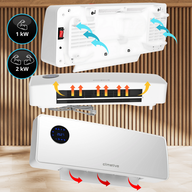 Grzejnik elektryczny SwingAir kurtyna powietrzna 2000W PTC mocna farelka - Grzejnik elektryczny z pilotem – wygodna zmiana trybów bez wstawania z miejsca.