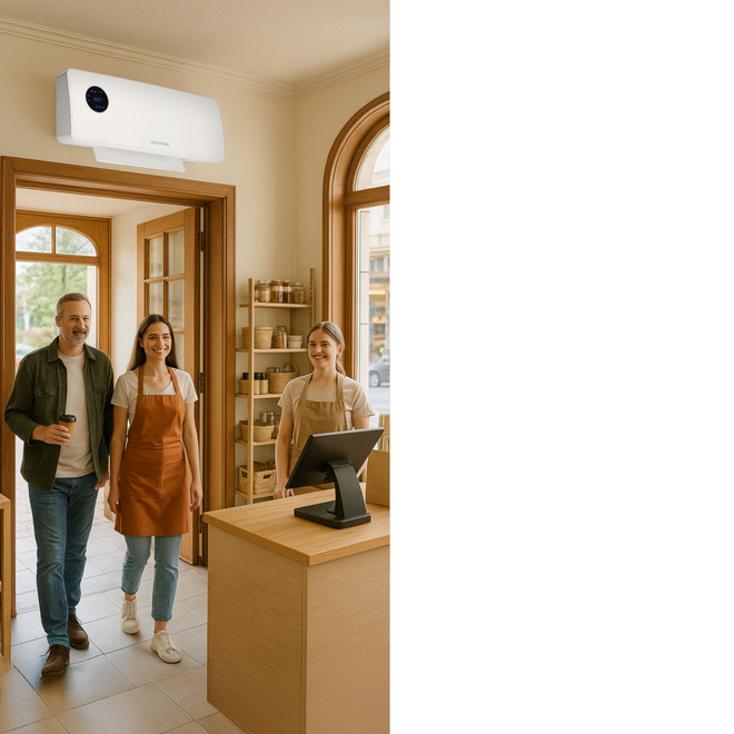 Grzejnik elektryczny SwingAir kurtyna powietrzna 2000W PTC mocna farelka - Termowentylator z ceramiczną grzałką PTC – bezpieczne i energooszczędne źródło ciepła.