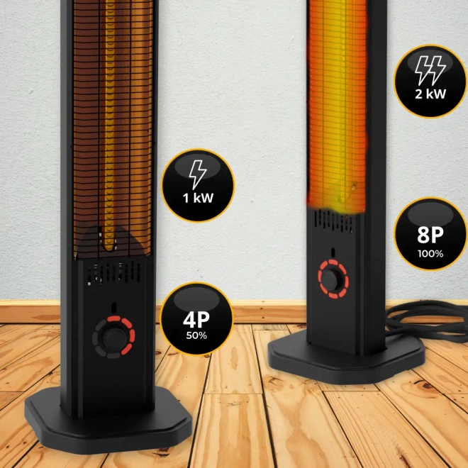 2w1 Promiennik podczerwieni ciepła tarasowy TOR 8 poziomów 2000W pilot - Pilot zdalnego sterowania – wygodna zmiana mocy i timera na odległość.
