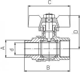 Zawór kulowy wodny z motylkiem 1/2