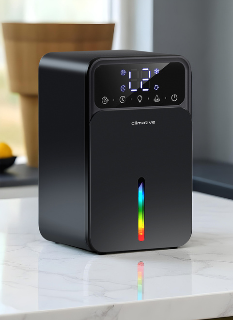 Cichy Pochłaniacz Wilgoci 1200ML Osuszacz Powietrza LUXE UV Wydajny czarny - położony na blacie