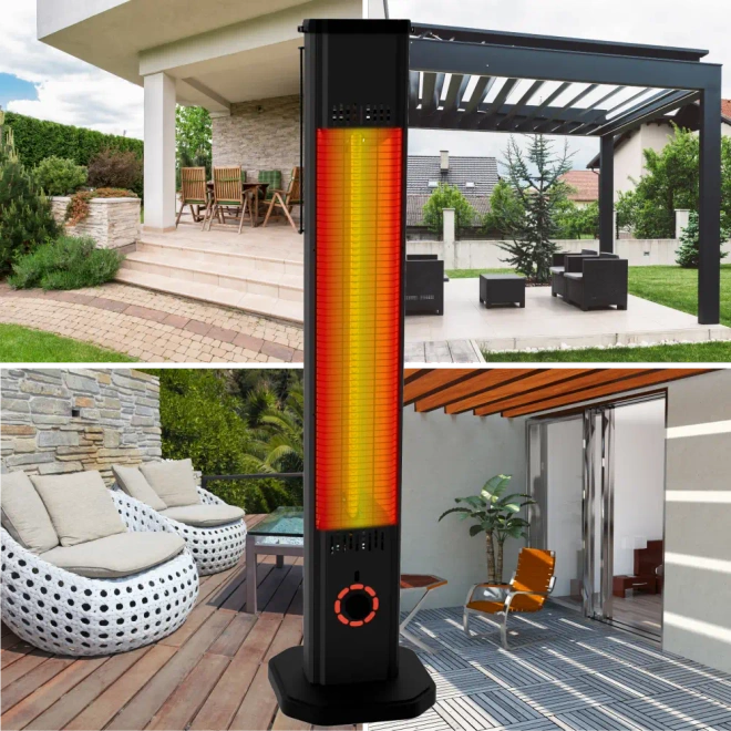 2w1 Promiennik podczerwieni ciepła tarasowy TOR 8 poziomów 2000W pilot - Montaż ścienny z regulacją kąta 180° – kieruj ciepło tam, gdzie potrzeba.