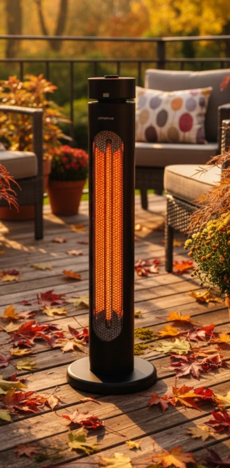 Promiennik podczerwieni Climative IRH-20 AURA - włączone urządzenie w ogrodzie