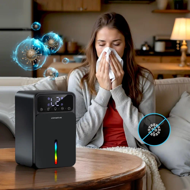 Cichy Pochłaniacz Wilgoci 1200ML Osuszacz Powietrza LUXE UV Wydajny czarny - funkcja jonizacji