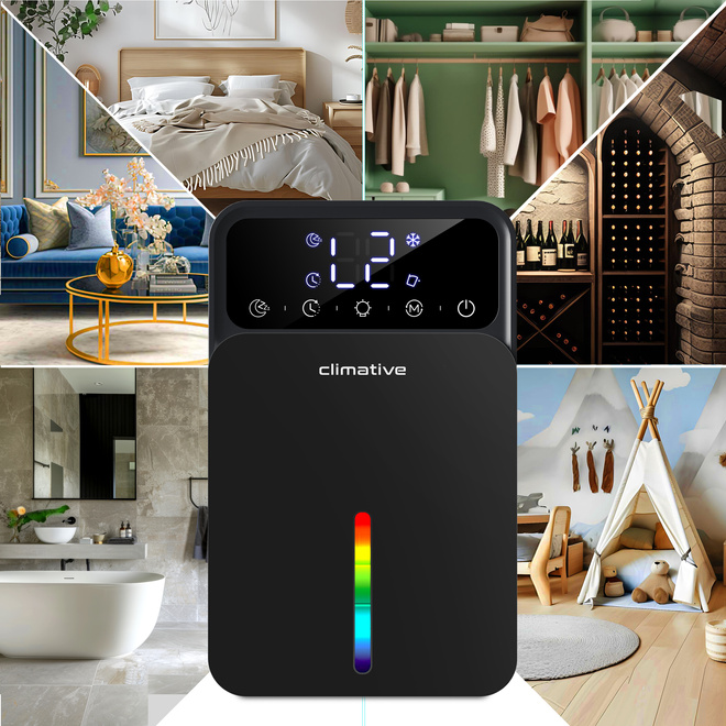 Cichy Pochłaniacz Wilgoci 1200ML Osuszacz Powietrza LUXE UV Wydajny czarny - różne zastosowania