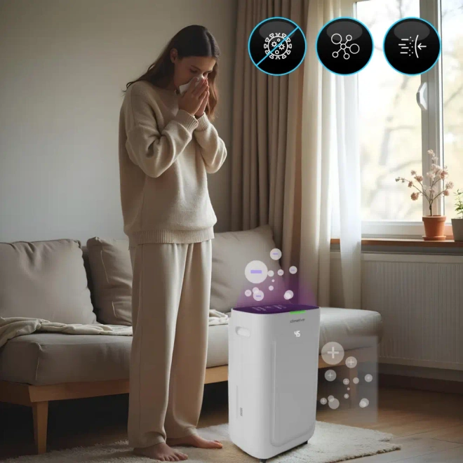 Osuszacz powietrza z filtrem HEPA H13 i aktywnym węglem – model Silent ION UV