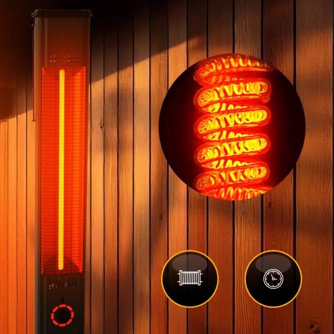 2w1 Promiennik podczerwieni ciepła tarasowy TOR 8 poziomów 2000W pilot - Bezpieczne promieniowanie IR – przyjemne ciepło bez emisji UV.