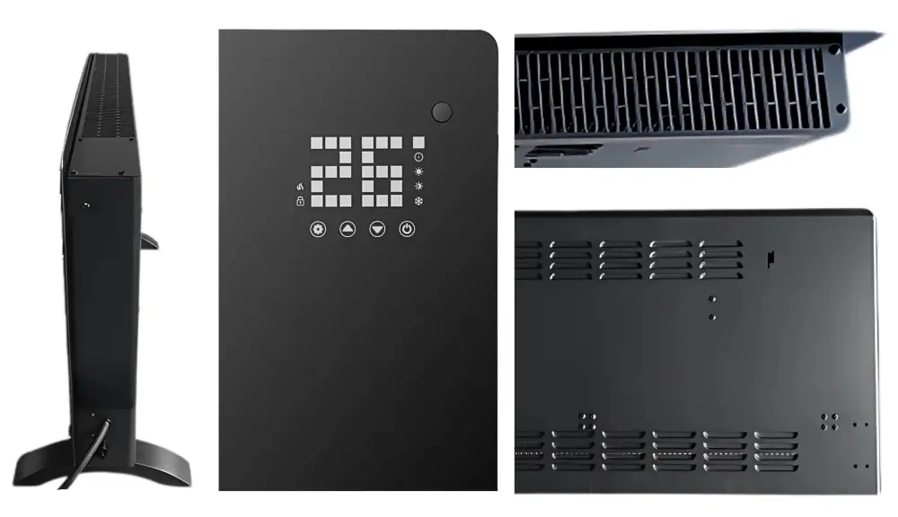 Grzejnik elektryczny szklany konwektorowy Glow 2500W LED WiFi Tuya czarny - Sterowanie przez Tuya / Smart Life – zdalna regulacja temperatury z telefonu.