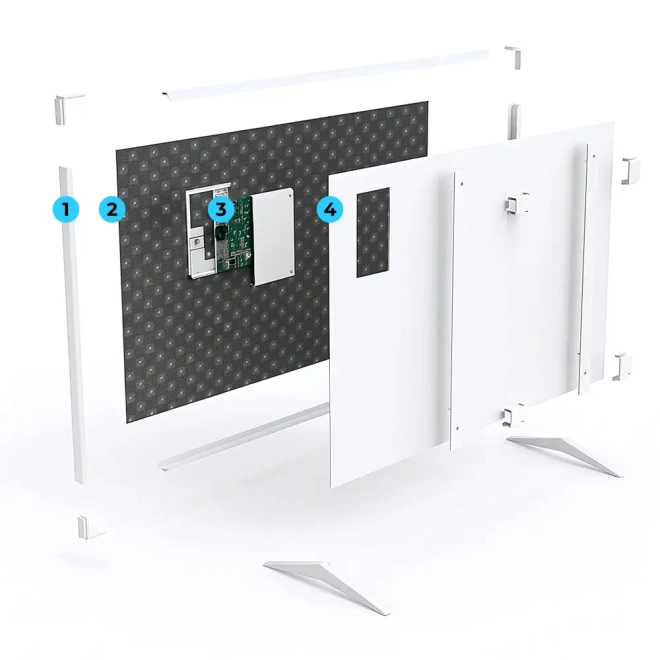 Panel grzewczy na podczerwień promiennik elektryczny WarmUp 770W WiFi LED - Widok pilota zdalnego sterowania do promiennika WarmUp – prosty i intuicyjny układ przycisków.