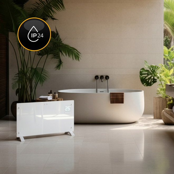 Biały Szklany Grzejnik Konwektorowy CH-25W Glow