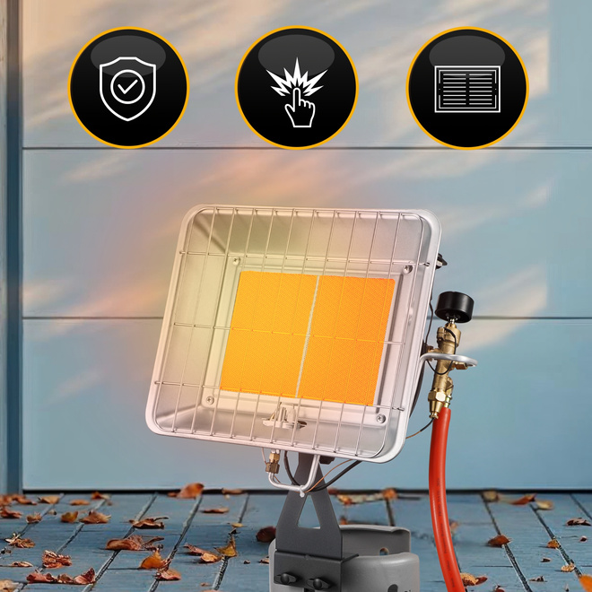 Promiennik gazowy słoneczko 4,5 kw uchwyt na butlę zapalnik PIEZO reduktor - Promiennik gazowy IRG-45H montowany na butli, przewód 50 cm w komplecie