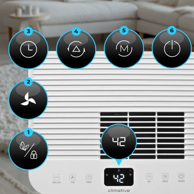 Osuszacz Powietrza Climative DH-20 Cube ION Pochłaniacz Wilgoci 20L WIFi - Pochłaniacz wilgoci 20 l z kółkami i uchwytem, łatwe przemieszczanie między pokojami.