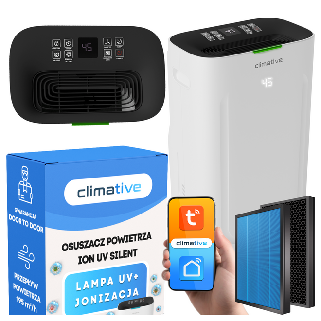 >Domowy osuszacz powietrza Silent ION UV z filtrem HEPA i WiFi Climative