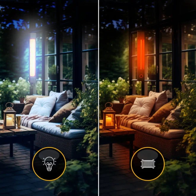 2w1 Promiennik podczerwieni ciepła tarasowy TOR 8 poziomów 2000W pilot - Grzejnik tarasowy z 8 poziomami mocy – precyzyjna regulacja ogrzewania.