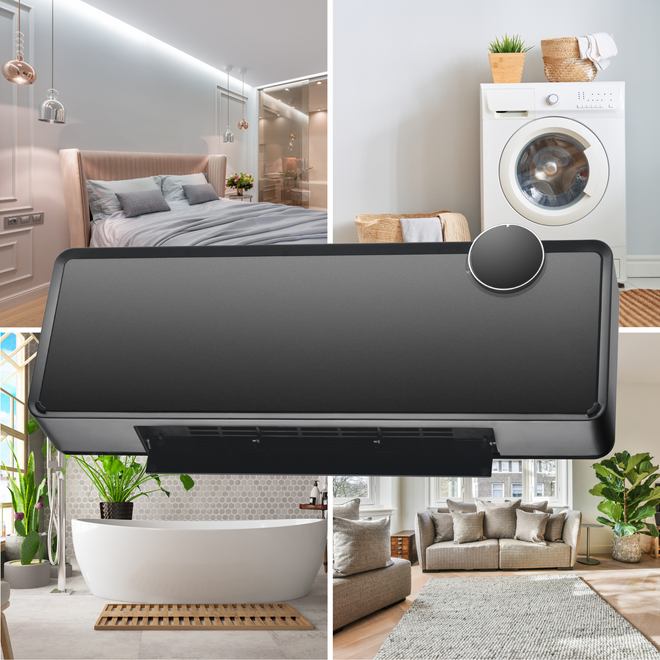 Grzejnik elektryczny WiFi 2000W farelka szklana kurtyna powietrzna GlassAir - Dwa poziomy grzania: 1000 W i 2000 W – szybkie nagrzewanie lub oszczędne podtrzymanie.