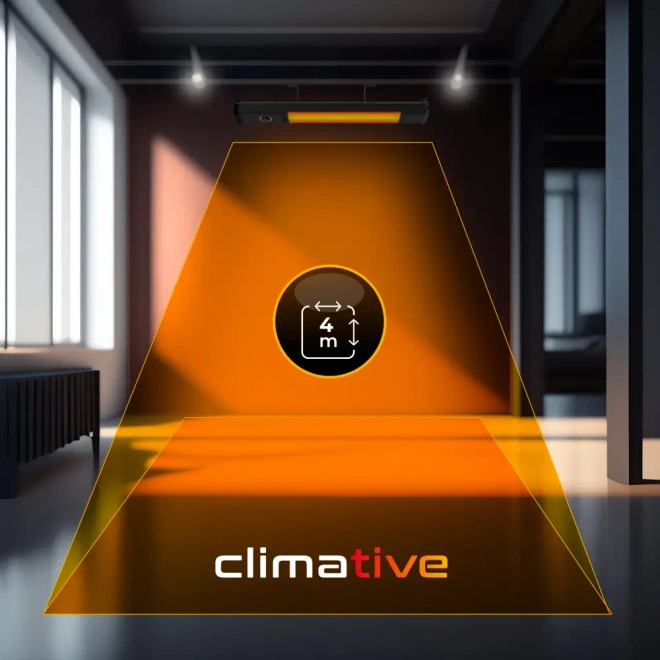 2w1 Promiennik podczerwieni ciepła tarasowy TOR 8 poziomów 2000W pilot - Panel z pokrętłem i diodami LED – szybka zmiana ustawień na urządzeniu.