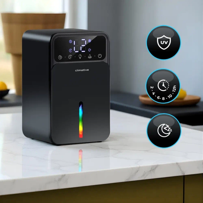 Cichy Pochłaniacz Wilgoci 1200ML Osuszacz Powietrza LUXE UV Wydajny czarny - osuszanie w kuchni