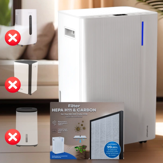 Kaseta filtracyjna filtr HEPA H11 do osuszacza powietrza DH-20S Cube ION - obok Climative Cube
