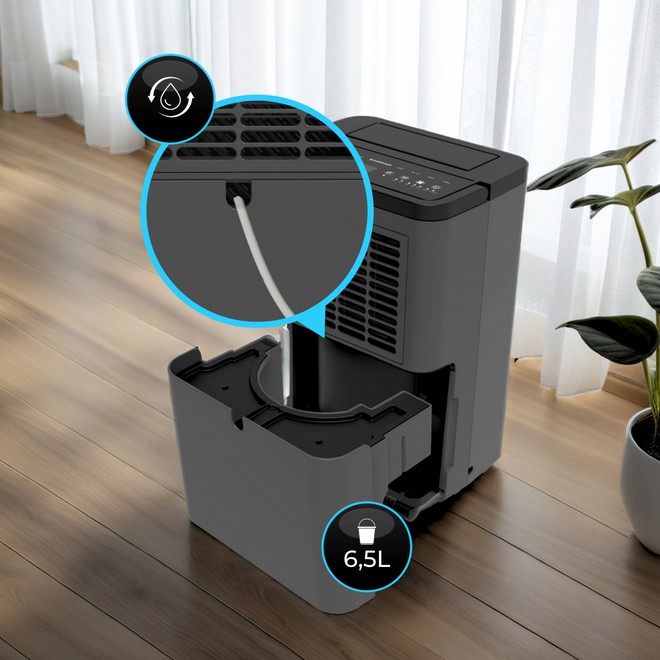 Oczyszczacz powietrza 170 m3 pochłaniacz wilgoci 24 l Nexi UV ION HEPA 40m² - Tryb SLEEP – minimalna głośność i przygaszone kontrolki na noc.